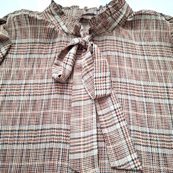 Zara Brown Plaid Flowy Blouse - Picture 9 of 13